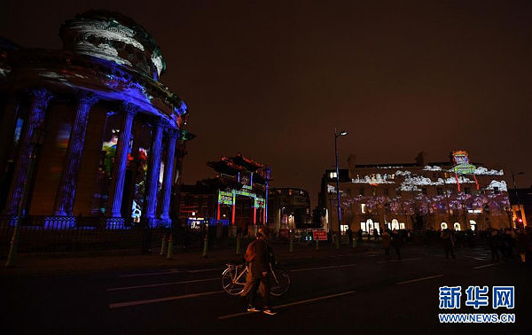 英国利物浦举行灯光秀 庆祝中国农历新年 - 2