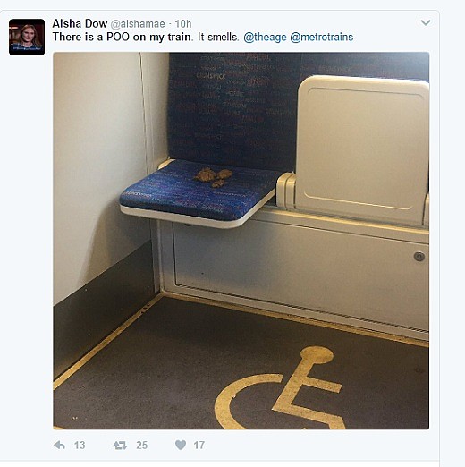 这是一条有味道的新闻!墨尔本火车座椅惊现新鲜“便便” 通勤者要疯:太臭!(图) - 1