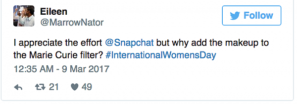 Snapchat妇女节新滤镜惹争议 网友：杰出妇女可不是P出来的 - 7