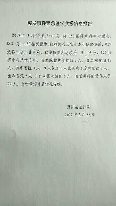 河南一小学发生踩踏事故 已致2死 22名学生在治疗 - 8