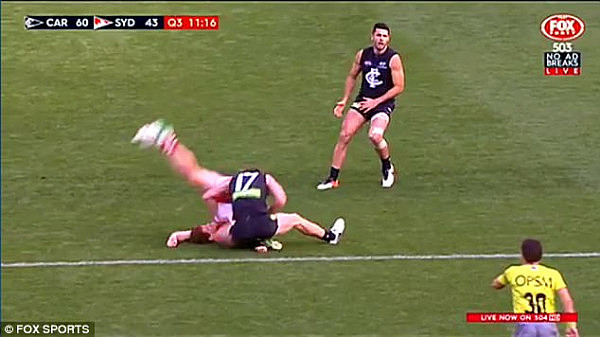 惊悚！悉尼天鹅队球员为拿分被撞得飞起 头先着地太吓人！（视频） - 1