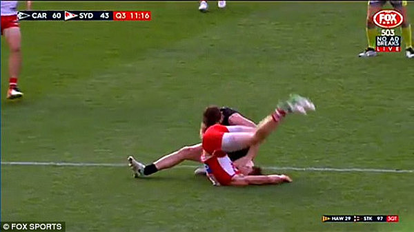 惊悚！悉尼天鹅队球员为拿分被撞得飞起 头先着地太吓人！（视频） - 2