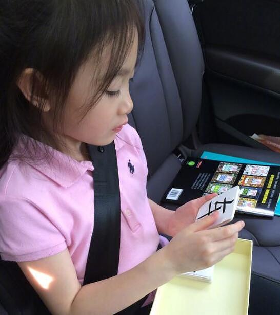 李小鹏女儿小奥莉下课回家 在车上还要继续学习（图） - 2
