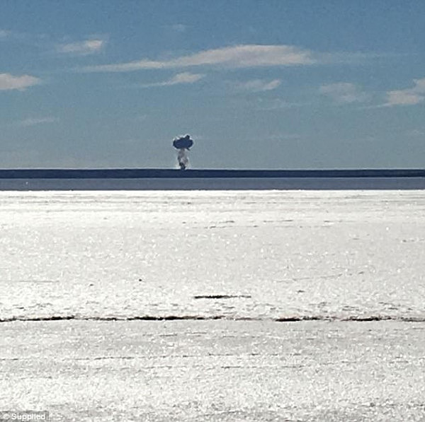 The 'mushroom cloud' was seen during the day after Mr Wright said he heard a loud explosion while he was near the Lake Hart tourist rest area