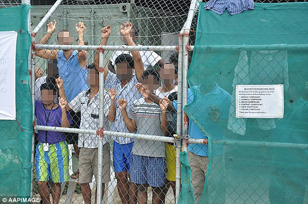 Ms Hanson says Australia's national security must come before accepting refugees (asylum seekers pictured at Manus Island detention centre)