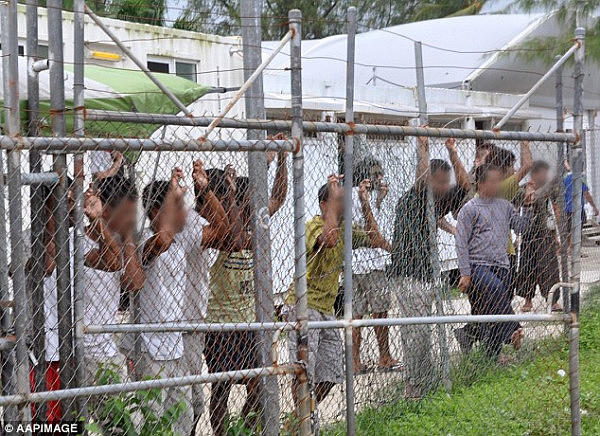 Mr Pezzullo steered clear of questions about whether Australia should further expand its own refugee intake (asylum seekers pictured at Manus Island detention centre)
