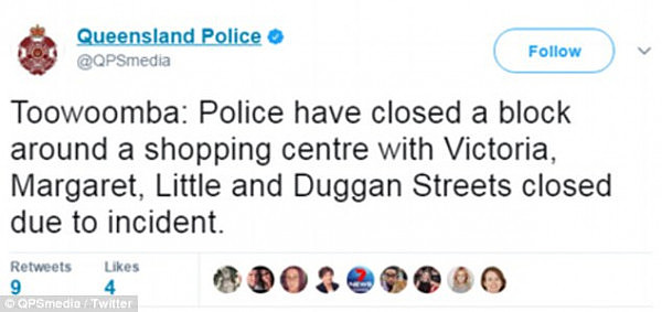 Police were hunting for two people who were believed to be inside Grand Central in Toowoomba, Queensland, after a break in was reported shortly before 6am