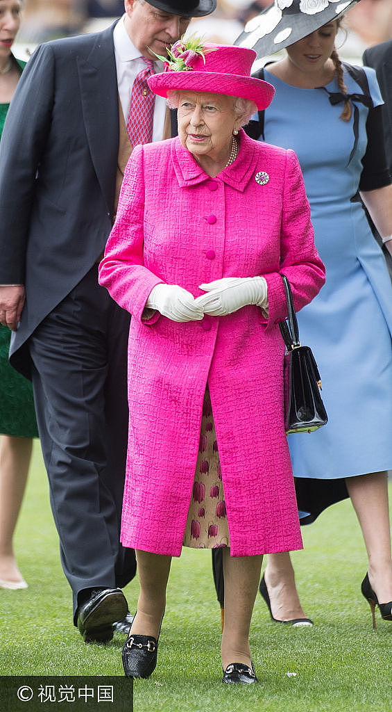 英女王现身赛马会活动 从头到脚全粉色超鲜艳（组图） - 2