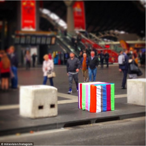 David Gray placed a colourful cover on one of the bollards outside Southern Cross station in Melbourne's CBD