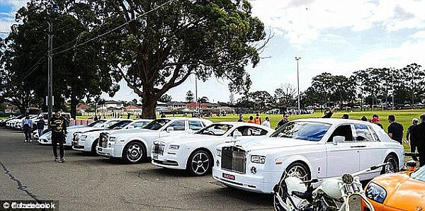 A fleet of luxury cars such as Ferraris, Lamborghinis and Rolls Royce were hired for the day