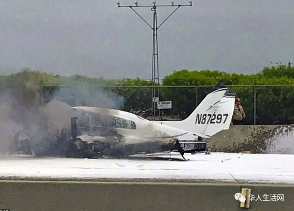 惊魂一幕！小型飞机坠毁在加州高速公路上，一男一女奇迹生还！（组图） - 5