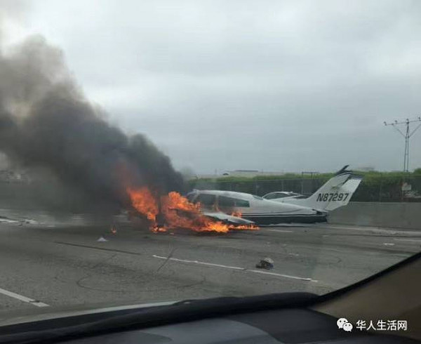 惊魂一幕！小型飞机坠毁在加州高速公路上，一男一女奇迹生还！（组图） - 6