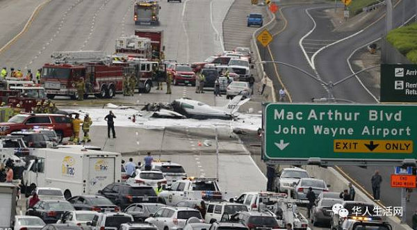 惊魂一幕！小型飞机坠毁在加州高速公路上，一男一女奇迹生还！（组图） - 13