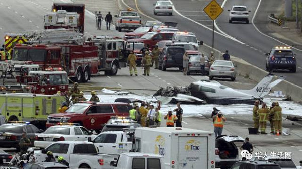 惊魂一幕！小型飞机坠毁在加州高速公路上，一男一女奇迹生还！（组图） - 15