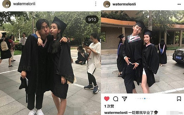 王思聪女友豆得儿晒毕业照 穿学士服跨腿骑男同学人缘超好（图） - 1