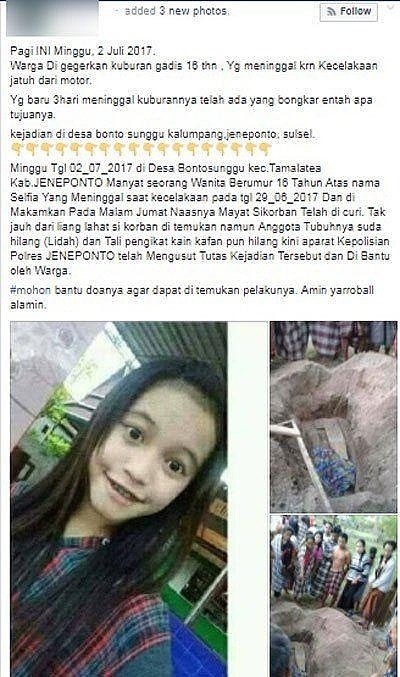 猥亵尸体！修炼黑巫术！马拉西亚16岁少女下葬3天后坟墓被挖、舌头被割（组图） - 1