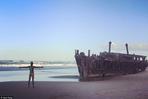 This impressive rusting shipwreck on Fraser Island, Queensland was added to the Frenchman's repertoire 
