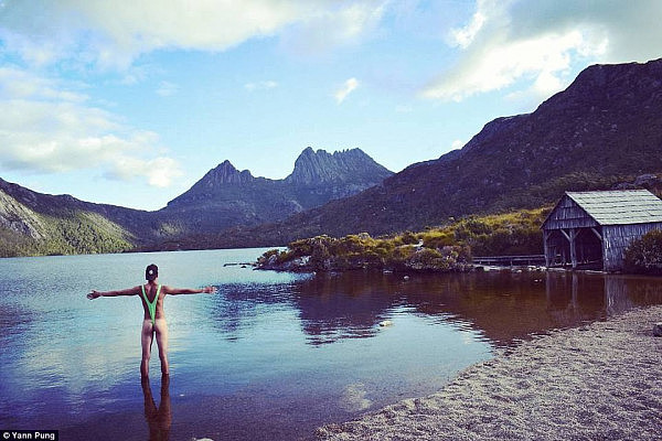 Yann Pung has taken his daring hobby across Australia including this tranquil spot at Cradle Mountain in Tasmania
