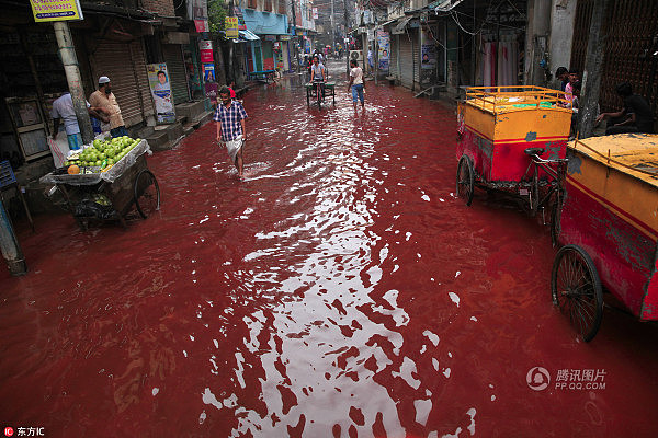 孟加拉国工业污染严重 街头暴雨过后“组图”（组图） - 1