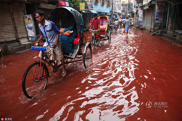 孟加拉国工业污染严重 街头暴雨过后“组图”（组图） - 5