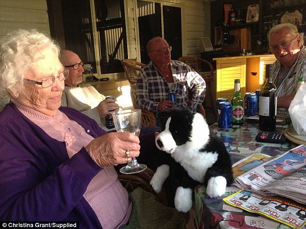 Pictured: Ms Grant, enjoys a drink with friends as she unwinds at her family's home