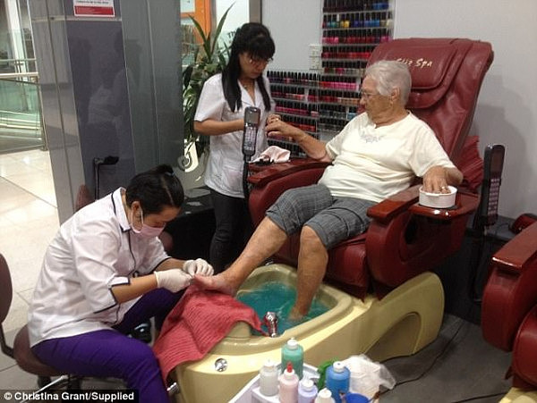 Pictured: Ms Grant enjoys a pamper session at a beauty salon in New South Wales