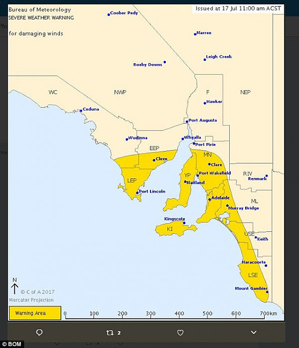 The Bureau of Meteorology issued a severe weather warning for Adelaide for this week 