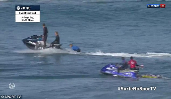 Mick Fanning and Gabriel Medina were preparing for their heat in the South African J-Bay Open when a shark was spotted nearby