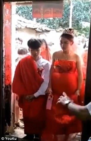 The bride and groom, both 13 years old, were married to each other in Hainan, China, last week