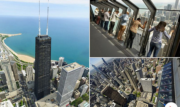 摩天楼有玄机 游客悬挂在94层窗户上非常刺激（组图） - 1