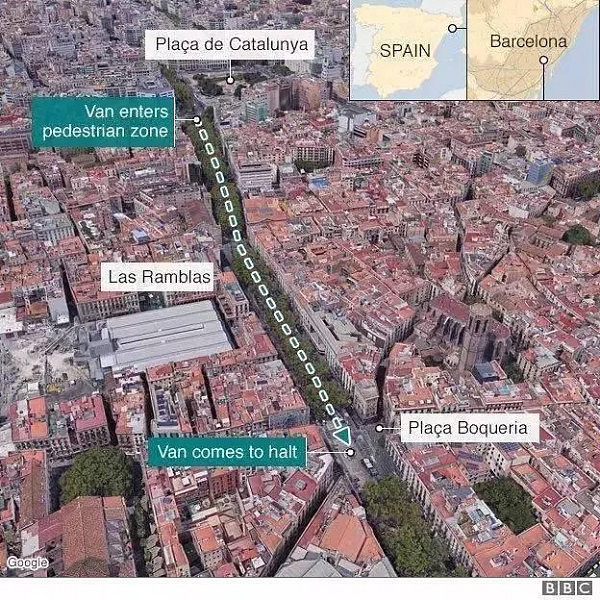 巴塞罗那恐袭致13死百人伤 警方称已逮捕两名嫌犯（组图） - 1