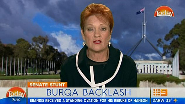 Pauline Hanson says her critics are ignoring the Australian people's wishes by refusing to ban the burqa