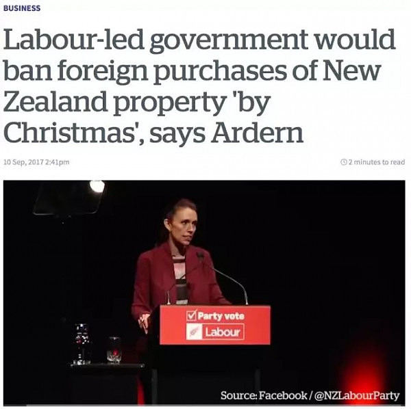 要炸！新西兰总理候选人：禁止海外买家购买新西兰现房，圣诞节前执行 - 1