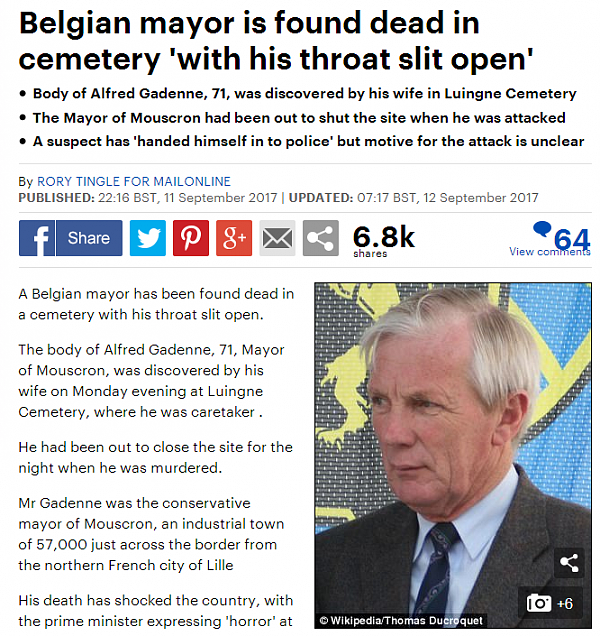 骇人听闻！比利时前市长遭割喉弃尸墓园震惊欧洲(图) - 1