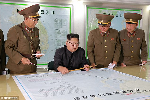 The North Korean leader is pictured at the Command of the Strategic Force of the Korean People's Army