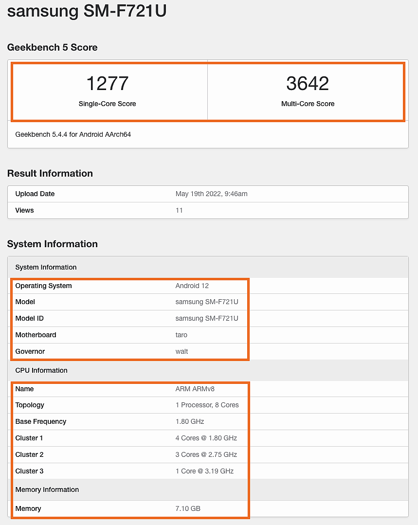 Samsung Galaxy Z Flip 4 Geekbench Qualcomm Snapdragon 8 Gen 1+