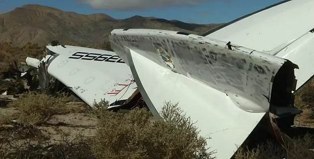 2014年11月1日，美国国家运输安全委员会录制的一段视频中，维珍银河的商用太空飞机“太空船二号”的残骸出现在莫哈韦沙漠中。SpaceShipTwo 在飞行过程中解体，并于10月31日坠毁，造成一名飞行员死亡，另一名受伤。