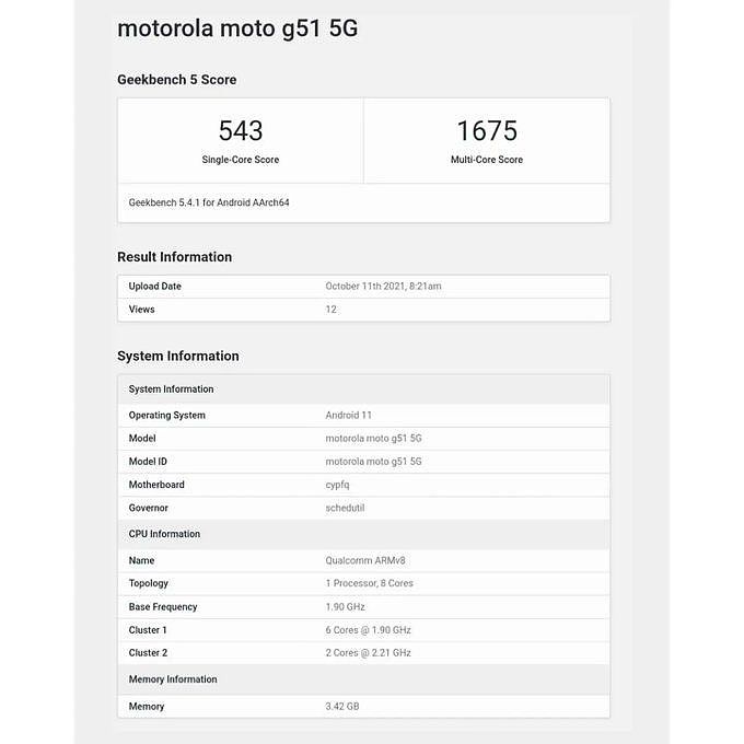 摩托罗拉最早11月推出Moto G51 5G手机：骁龙750G+4GB内存 - 3