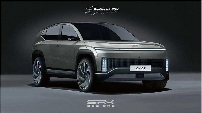 现代IONIQ 7渲染效果图曝光 预计2024年推出/定位三排座的中型纯电SUV - 1