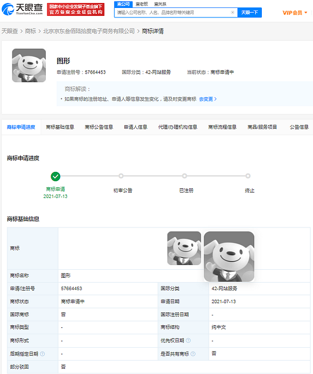京东申请西装狗logo图形商标 网友：要换新logo? - 2