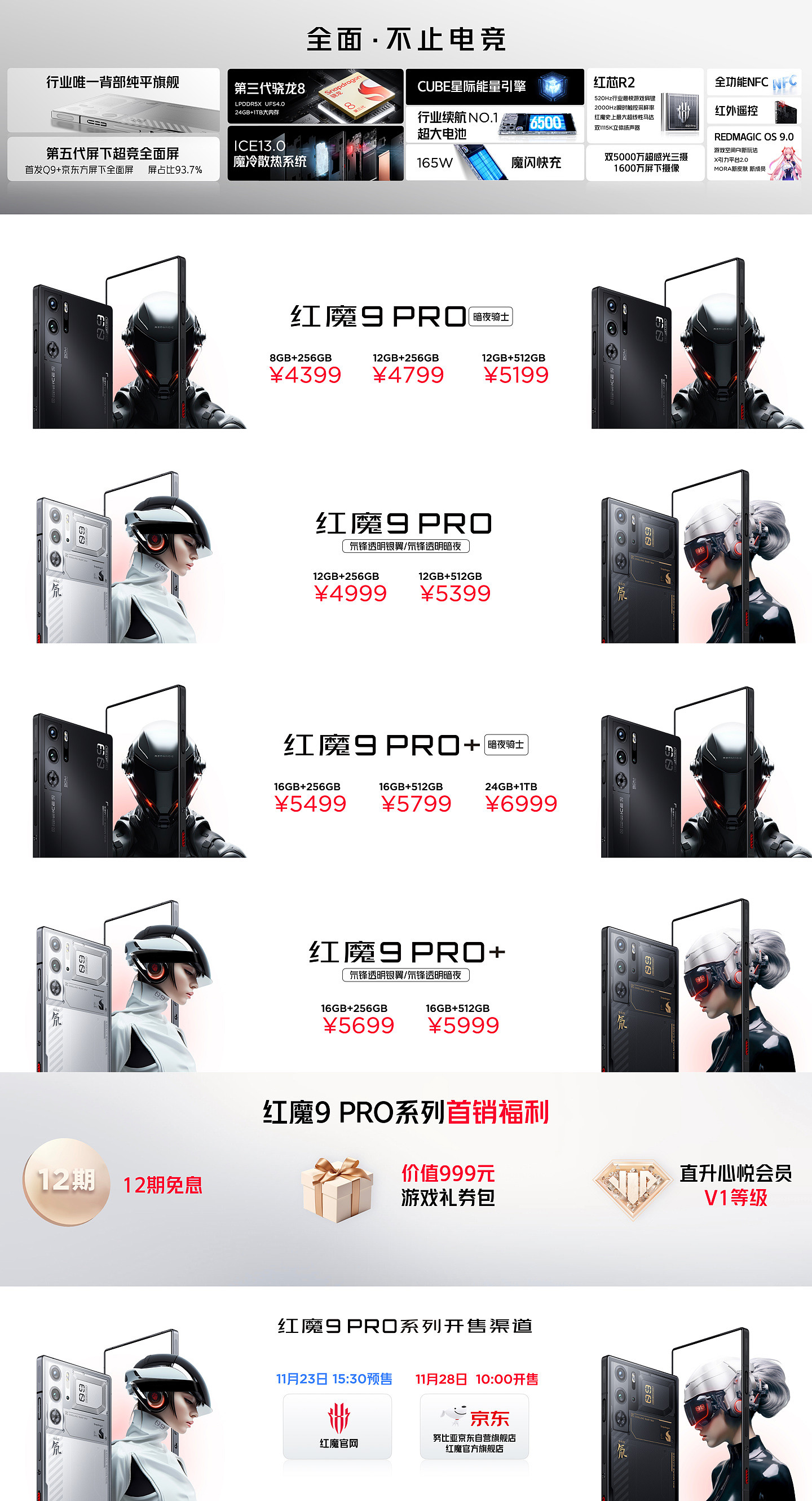 红魔 9 Pro/+ 系列游戏手机发布：行业唯一背部纯平旗舰，售价 4399 元起 - 18