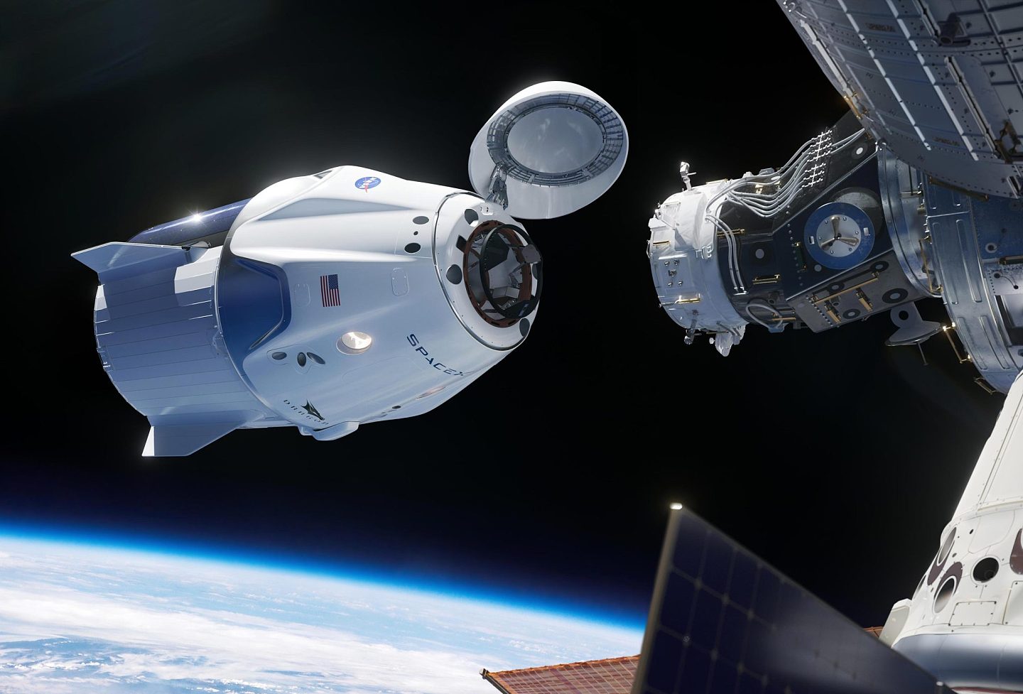 NASA和ESA宇航员将搭乘SpaceX载人龙飞船执行ISS任务 - 1