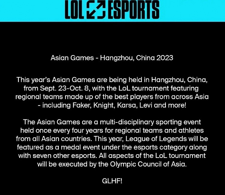 LOL赛事官方为亚运会正名：亚洲范围内最好的选手们齐聚！ - 2