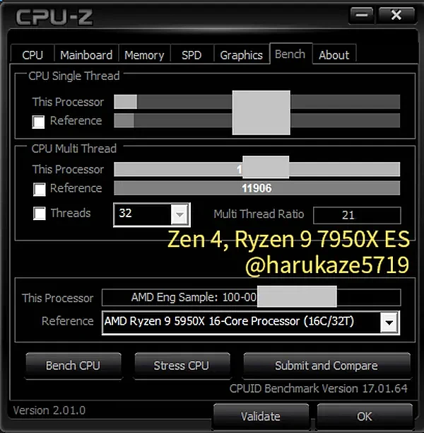 [图]AMD Ryzen 9 7950X/Ryzen 7 7700X跑分曝光 - 1
