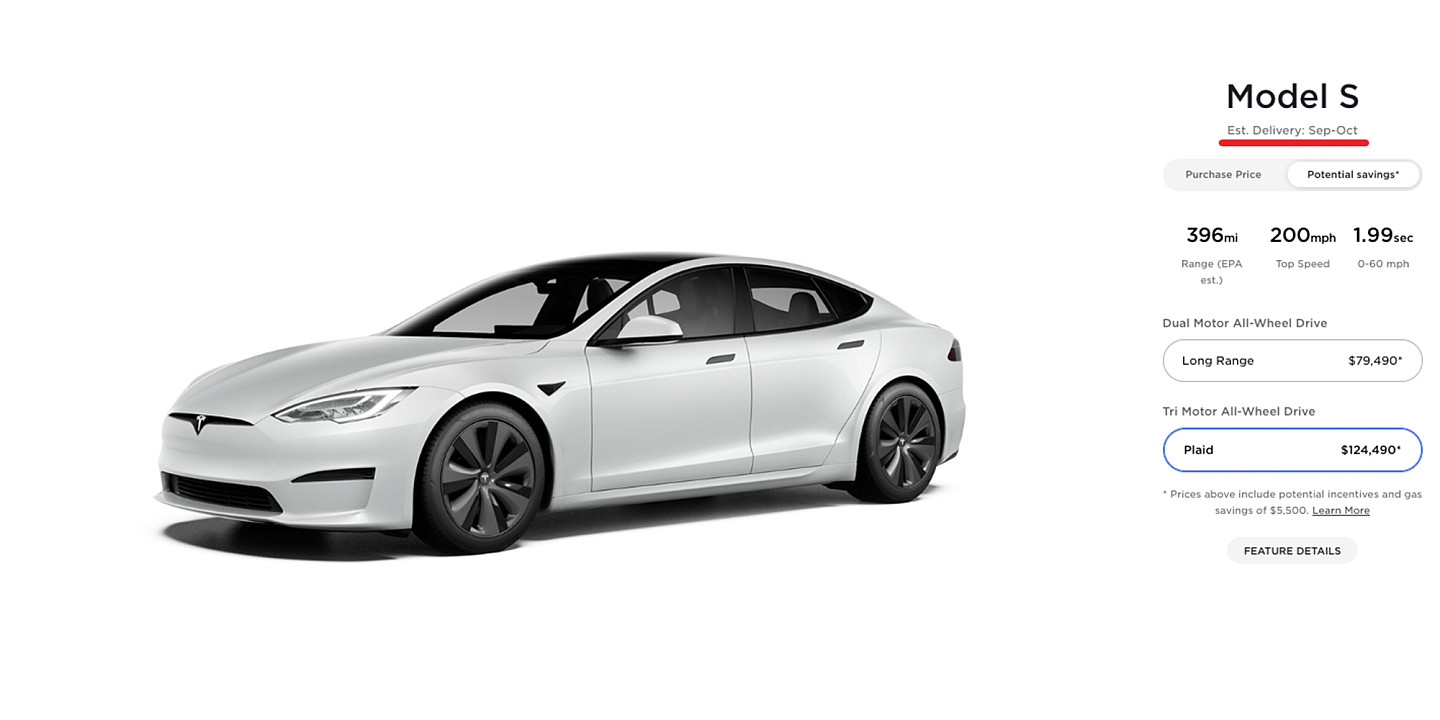 特斯拉推迟了两款新Model S的预计交付日期 - 2