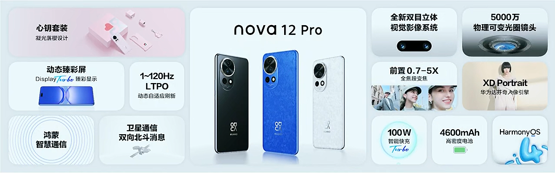华为 nova 12 Pro 推出心钥套装：含手机、保护壳、明信片等，4699 元 - 2
