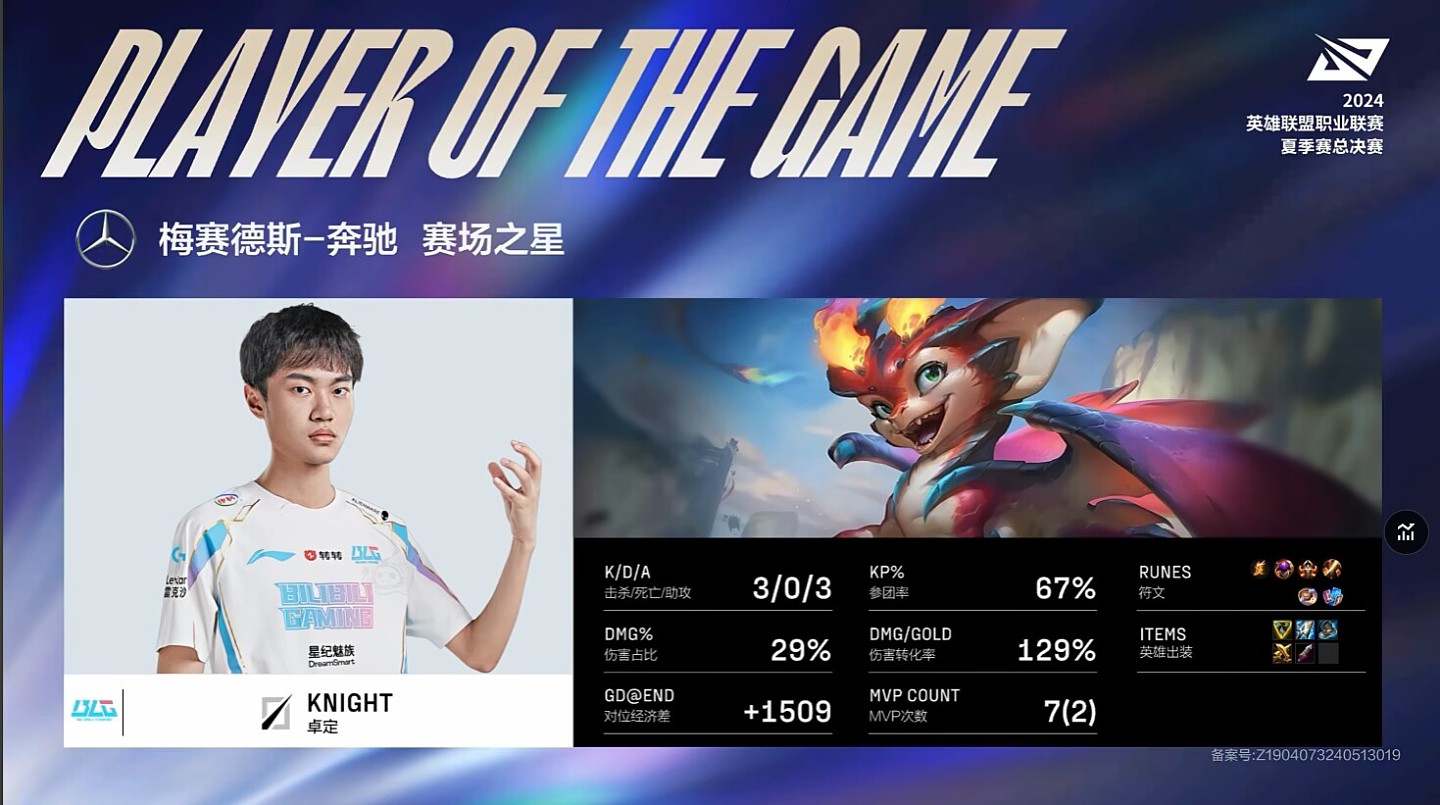 小火龙双单杀！knight砍下3-0-3战绩 拿下夏决第一局MVP - 1