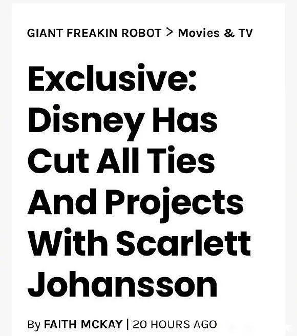 迪士尼将斯嘉丽·约翰逊开除，不会再合作拍摄任何续集 - 4
