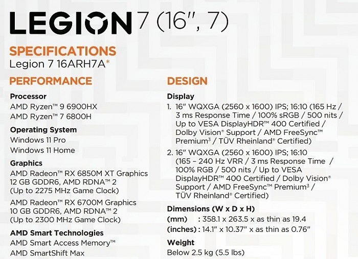 联想将推新款Legion 7游戏本 搭载Ryzen 9 6900HX - 3