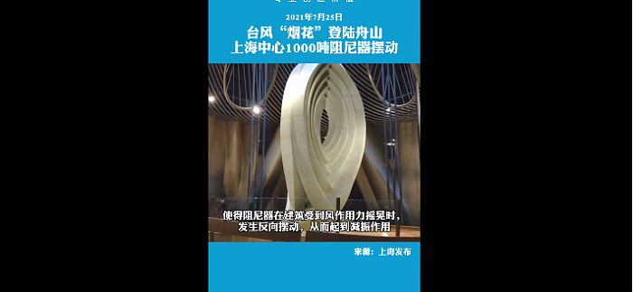 上海中心大厦的镇楼神器：1000吨巨无霸减振抵御台风“烟花”冲击 - 1